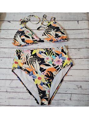 Old Navy Bikini Tropical Floral Bathing Suit Women’s Top XL Bottoms L